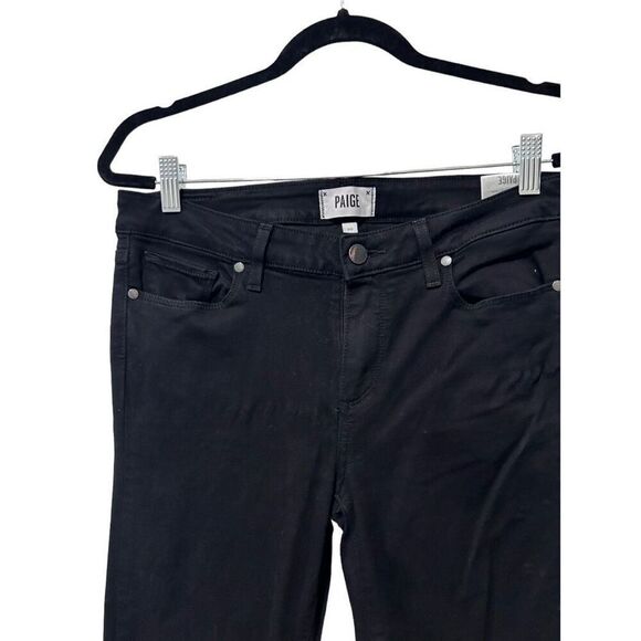 Paige Verdugo Cropped Mid Rise Ankle Skinny Jeans Black Denim Dark Wash Size 30 - Picture 3 of 16